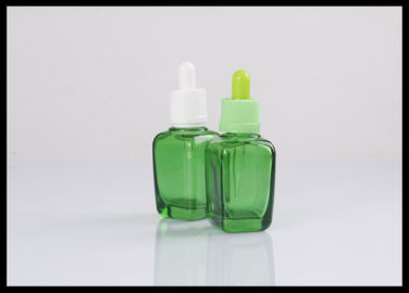 Китай Бутылка бутылки 30мл капельницы эфирного масла стеклянная косметическая янтарная квадратная зеленая поставщик